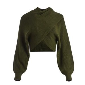 Alice + Olivia Mora Two Way Twist Front Cropped Pullover